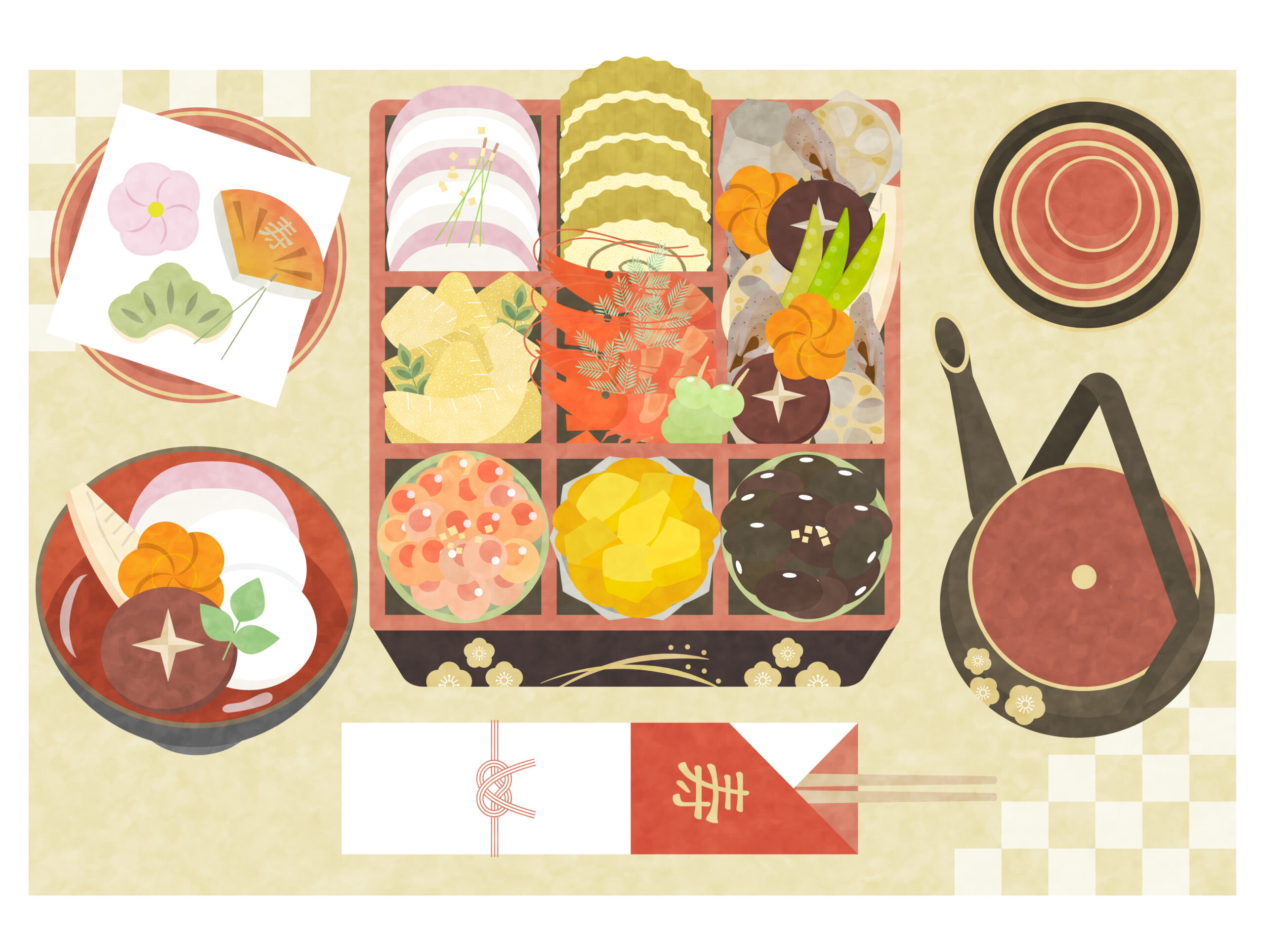 お節料理のイメージイラスト